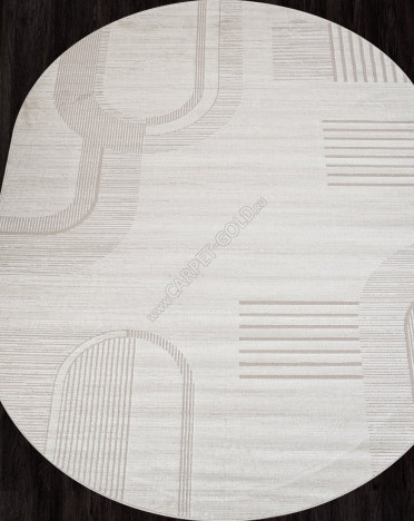 Ковер российский F437 DIOS (PP Heatset Высокоплотный, кремовый) овальный